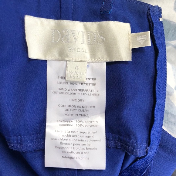 David’s Bridal Cobalt Blue Long Dress Beaded Strap - Picture 8 of 15